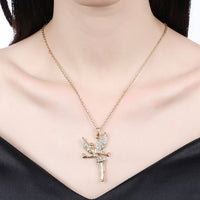 Rose Gold Platinum Plated Necklace Pendant Tinkerbell Wings Fairy 20" B333