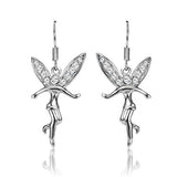 Rose Gold Platinum Plated Earrings Zirconia Fish Hook Tinker Fairy .64" L305