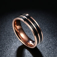 Stainless Steel Band Wedding Ring Rose Gold  Plated Mens Unisex B447