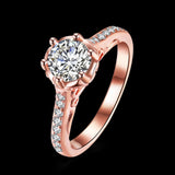 Rose Gold Plated Fashion Halo Green AAA Zirconia Ring B490