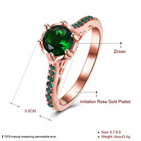 Rose Gold Plated Fashion Halo Green AAA Zirconia Ring B490