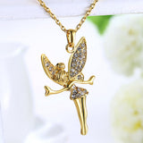 Rose Gold Platinum Plated Necklace Pendant Tinkerbell Wings Fairy 20" B333