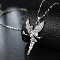 Rose Gold Platinum Plated Necklace Pendant Tinkerbell Wings Fairy 20" B333