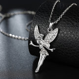 Rose Gold Platinum Plated Necklace Pendant Tinkerbell Wings Fairy 20" B333