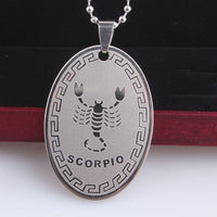 Stainless Steel Pendant Twelve Astrology Zodiac Sign Necklace 22" B170