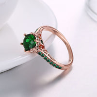 Rose Gold Plated Fashion Halo Green AAA Zirconia Ring B490