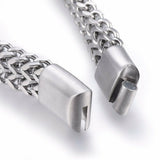 304 Stainless Steel Bracelet Rushed Magnetic Clasp Antique Silver 8.5" 12mm A106