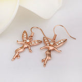 Rose Gold Platinum Plated Earrings Zirconia Fish Hook Tinker Fairy .64" L305