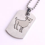 Stainless Steel Pendant Square tags Astrology Zodiac Sign Necklace B162