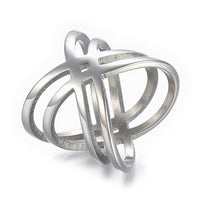 Stainless Steel Ring Wide Band Rings Criss Cross Ring Gold Plated Silver Z678