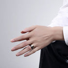 Stainless Steel Band Wedding Ring Black Rose Gold Plated Silver Women B425