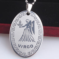 Stainless Steel Pendant Twelve Astrology Zodiac Sign Necklace 22" B170