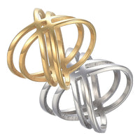 Stainless Steel Ring Wide Band Rings Criss Cross Ring Gold Plated Silver Z678