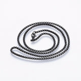 304 Stainless Steel Box Chain Necklace Lobster Gunmetal 23.5" 2.5x2.5mm  A393