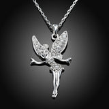 Rose Gold Platinum Plated Necklace Pendant Tinkerbell Wings Fairy 20" B333