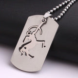 Stainless Steel Pendant Square tags Astrology Zodiac Sign Necklace B162