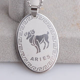 Stainless Steel Pendant Twelve Astrology Zodiac Sign Necklace 22" B170