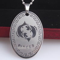 Stainless Steel Pendant Twelve Astrology Zodiac Sign Necklace 22" B170