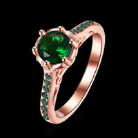 Rose Gold Plated Fashion Halo Green AAA Zirconia Ring B490