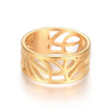 304 Stainless Steel Ring Hollow Wide Band Rings Gold Plated Size 6~9 Z687