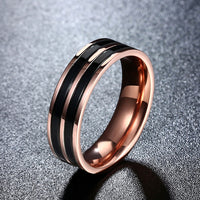 Stainless Steel Band Wedding Ring Rose Gold  Plated Mens Unisex B447