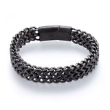 304 Stainless Steel Bracelet Rushed Magnetic Clasp Antique Silver 8.5" 12mm A106