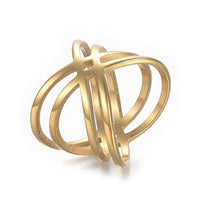 Stainless Steel Ring Wide Band Rings Criss Cross Ring Gold Plated Silver Z678