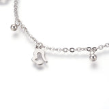 304 Stainless Steel Charm Anklet Bracelet Heart Round Silver Gold 9" 2mm A52