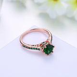 Rose Gold Plated Fashion Halo Green AAA Zirconia Ring B490