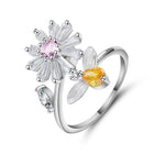 Spinner Fidget Anxiety Open Women Band Adjustable Size Flower Bee Heart Ring R71