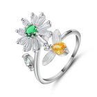 Spinner Fidget Anxiety Open Women Band Adjustable Size Flower Bee Heart Ring R71