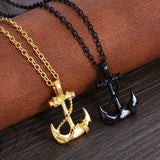 Stainless Steel Pendant Necklace Pirate Anchor Antique Silver Gold 23.5" A257