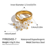 18K Gold-Plated Stainless Steel Pearl Womens Smooth Polished Small Golden Ring R75 product image 6