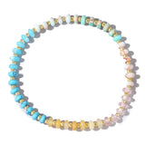 Gemstone Rondelle Bohemian Stackable Beaded Smooth Glossy Oval Round Adjustable Stretch Bracelet Deep Pink Cyan T91