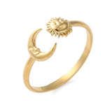 Stainless Steel Moon Womens Polished Sun Crescent Adjustable Open Cuff Ring Gold R76 product image 5