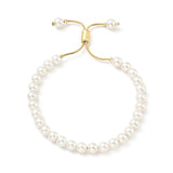 18K Gold-Plated Shell Pearl Snake Ocean Chain Beaded Smooth Slider Bracelet White T92