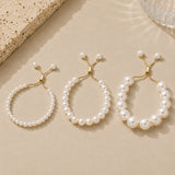 18K Gold-Plated Shell Pearl Snake Ocean Chain Beaded Smooth Slider Bracelet White T92 product image 2