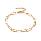 Stainless Steel Chain Paperclip Mens Womens Oval Links Bracelet Gold 6.75-9.13 in T93 product image 1