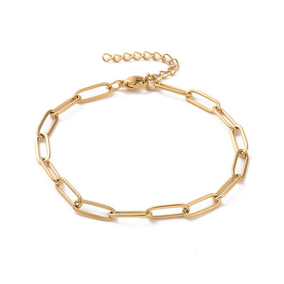 Stainless Steel Chain Paperclip Mens Womens Oval Links Bracelet Gold 6.75-9.13 in T93 product image 1