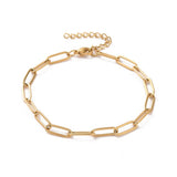Stainless Steel Chain Paperclip Mens Womens Oval Links Bracelet Gold 6.75-9.13 in T93 product image 1