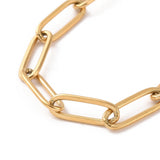 Stainless Steel Chain Paperclip Mens Womens Oval Links Bracelet Gold 6.75-9.13 in T93 product image 2