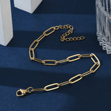 Stainless Steel Chain Paperclip Mens Womens Oval Links Bracelet Gold 6.75-9.13 in T93 product image 5