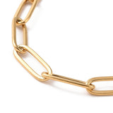 Stainless Steel Chain Paperclip Mens Womens Oval Links Bracelet Gold 6.75-9.13 in T93 product image 9