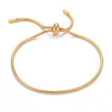 Stainless Steel Bolo Snake Chain Smooth Adjustable Slider Bracelet Silver Gold T94
