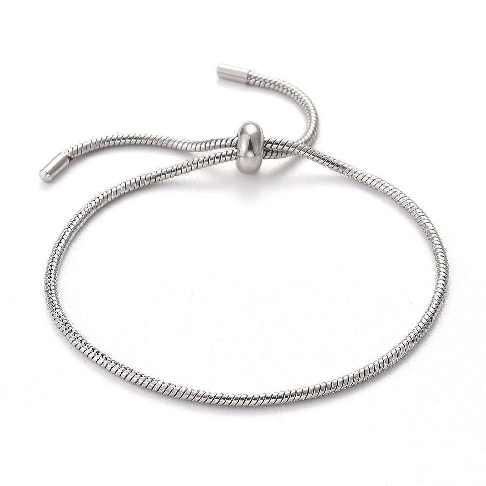Stainless Steel Bolo Snake Chain Smooth Adjustable Slider Bracelet Silver Gold T94