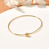 Stainless Steel Beaded Womens Circular Smooth Polished Sphere Bangle Silver Gold T95 product image 1