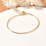 Stainless Steel Beaded Womens Circular Smooth Polished Sphere Bangle Silver Gold T95 product image 5