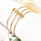 Stainless Steel Beaded Womens Circular Smooth Polished Sphere Bangle Silver Gold T95 product image 7