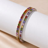 18K Gold-Plated Stainless Steel Oval Micro Pave Smooth Round Tennis Bracelet Silver T96 product image 2