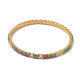 18K Gold-Plated Stainless Steel Oval Micro Pave Smooth Round Tennis Bracelet Silver T96